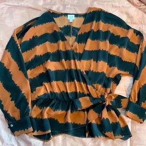 Black and brown striped blouse